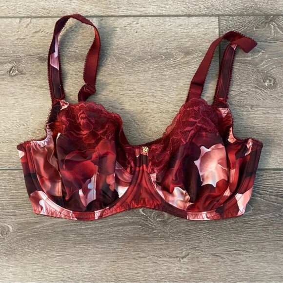 Fantasie Floral Lace Bra - Burgundy and Pink - Picture 2 of 5